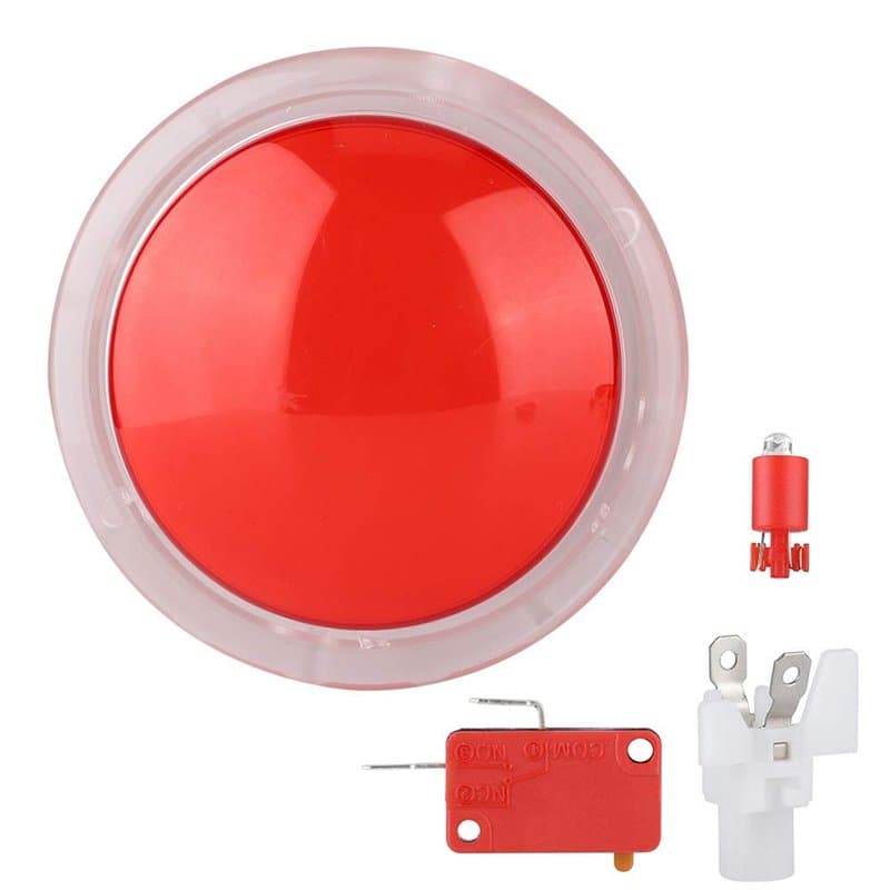 Bouton de Jeu, Bouton de Cassette 3D en Coque de Cristal Acrylique, 100MM LED Light Lamp Big Round Arcade Video Game Push Button