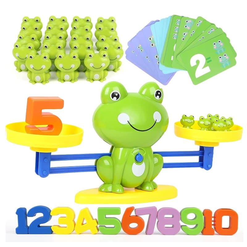 Probuk Jouet Mathématique, Apprentissage Math de Balance Jeu Grenouille Bloc et Cartes de Numérique, Jouets Éducatifs Jeux Mathé