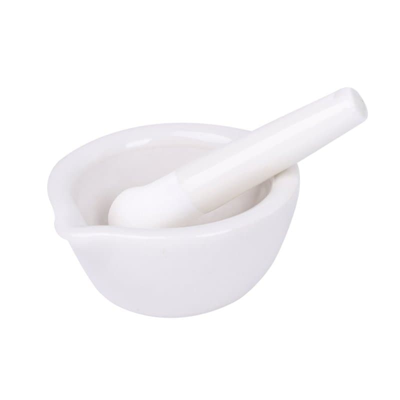KINTRADE Mortier et pilon en porcelaine blanche polie – 5,8 cm de diamètre pour broyer les épices, les herbes et les médicaments