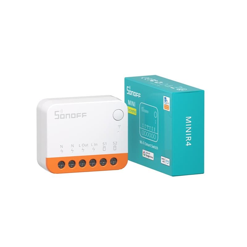 SONOFF MINIR4 Interrupteur Connecté WiFi, 2 Voies Interrupteur Intelligent Micromodule, Mode Détacher le Relais, WiFi 2.4G, Cont