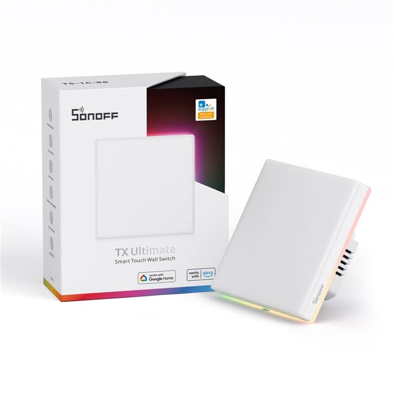 SONOFF T5-1Gang WiFi interrupteur Sans Fil Tactile, 2 way Interrupteur Mural Intelligent, Tactile Complet, Lumière LED, Sonnette
