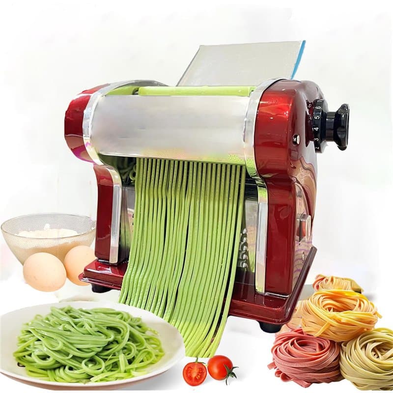 Machine à Pâtes Électrique avec Rouleau à Pâtes et Double Lame en Acier Inoxydable, Fabrication de Nouilles Fraîches à la Maison