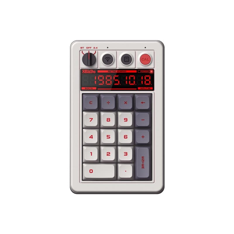 8BitDo Retro 18 Mechanical Numpad, Supports Calculator Mode, Bluetooth/2.4G/Wired Numpad for Windows and Android - N Edition