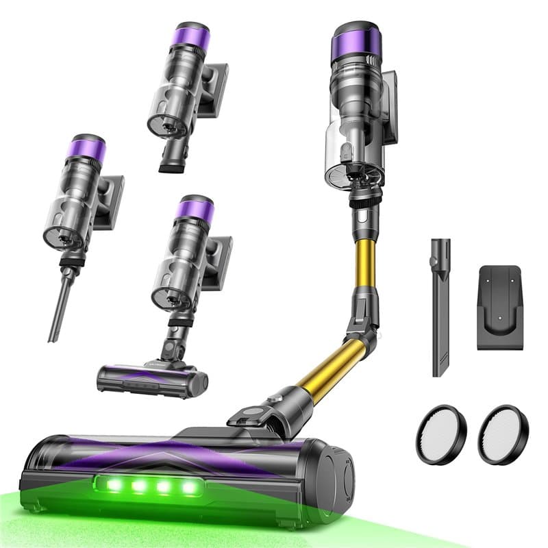Ultenic U20 Aspirateur Balai sans Fil, 55kPa/60min Aspirateur sans Fil, Technologie GreenEye, Tube Pliable, Brosse de Sol Tangle