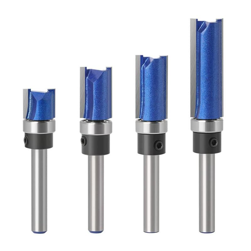 WSOOX Lot de 4 Fraises à Affleurer Avec Tige de 6 mm - Anneau de Démarrage Sur le Dessus - Pour Bois