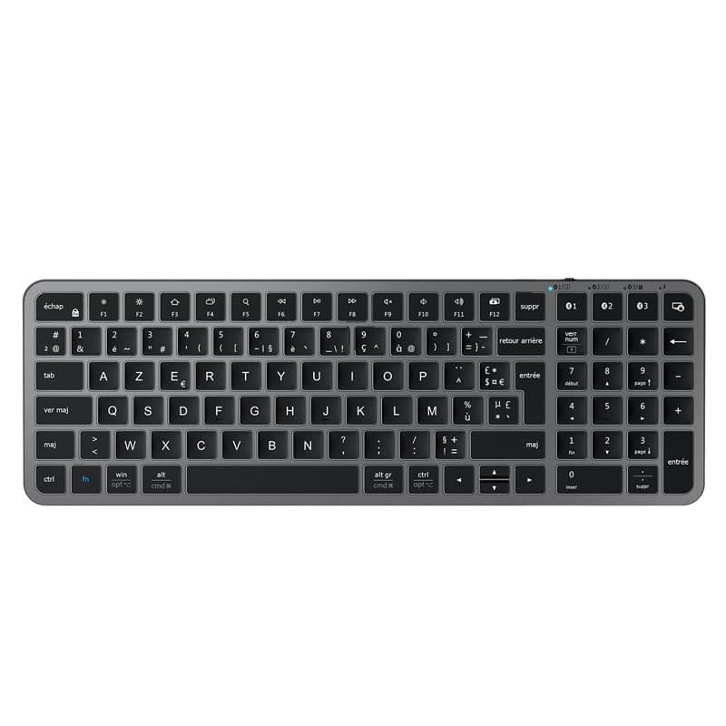 iClever Clavier Bluetooth, Clavier sans Fil Rechargeable USB-C, Multi-dispositifs avec 3 Canal Bluetooth, Compatible Apple macOS