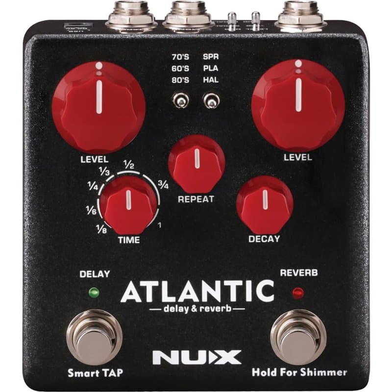 Nux NDR-5 Atlantic Pédale de délai et de réverbération, technologie Core Image (fonction Smart-TAP, 3 effets de délai, entrée TR