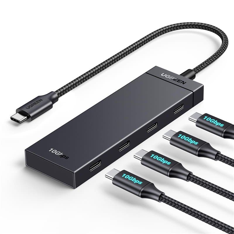 UGREEN 10Gbps Hub USB C vers 4 USB C 3.2 Gen2 Adaptateur Multiport Câble 30CM Compatible avec iPhone 16 15 Série MacBook iPad Pr