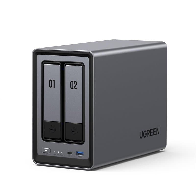 UGREEN NASync DXP2800, NAS de Bureau 2 Baies, processeur Intel N100 quadricœur, 8 Go de RAM DDR5, 2,5 GbE, 2 emplacements M.2 NV
