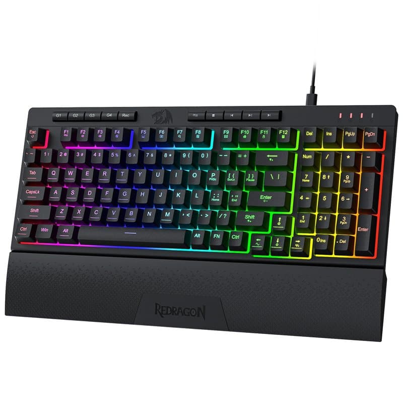 Redragon K515 Shiva Clavier de jeu à membrane RVB, 98 touches, toucher mécanique avec interrupteur linéaire, touches macro et mu