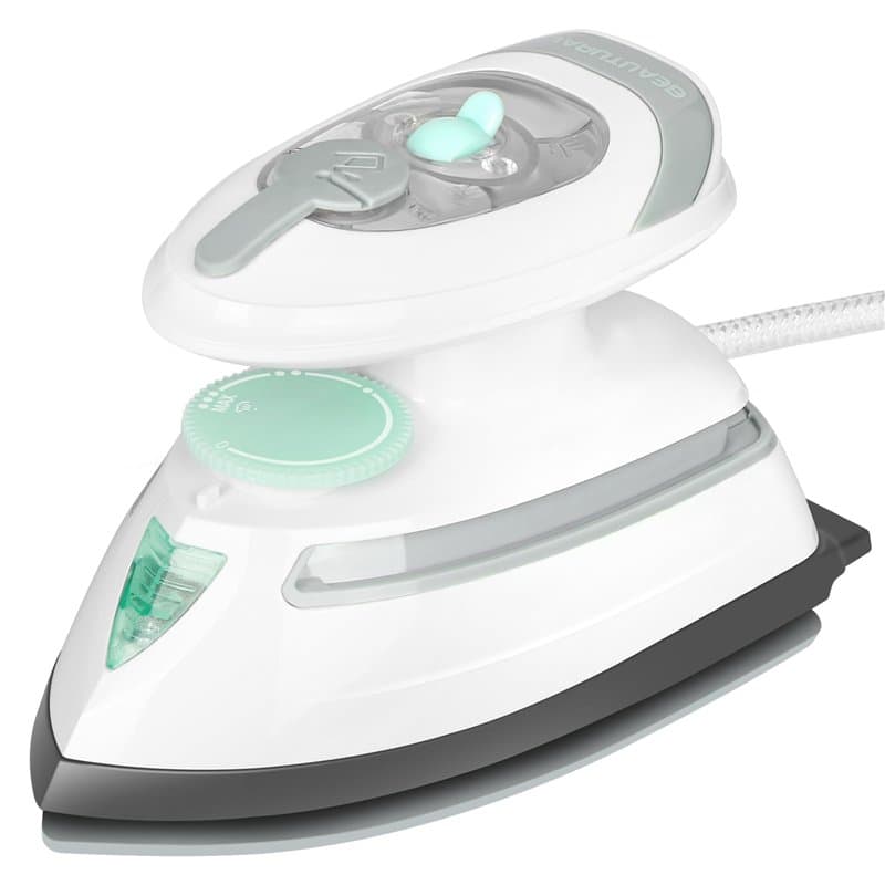 BEAUTURAL Mini Fer de Voyage avec Tension Commutable Fer à Vapeur 220 V/120 V Fer à Sec Avec Fonction Anti-Goutte 3 Réglages de
