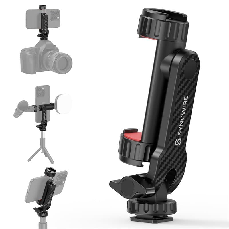 SYNCWIRE Adaptateur Trepied Smartphone, Support Telephone pour Trepied avec 2 Sabots Froids, Base Combinée avec Vis 1/4" et Supp
