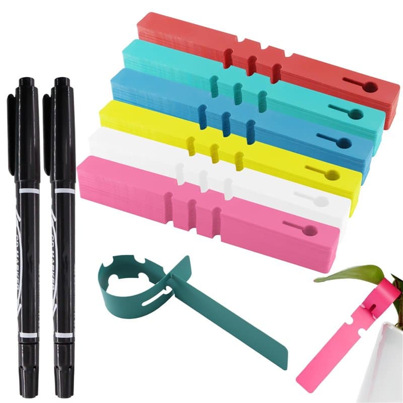 alwaiiz 600 Pièces Etiquettes en Plastique pour Plantes avec 2 Pièces Stylos à Base D'eau Noir, 2 x 21cm Suspendus Étiquettes de