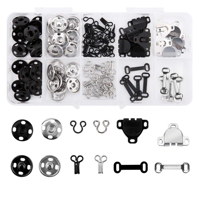 LUTER 100 Pièces Crochets De Jupe, Boutons-Pression à Coudre, Loquets à Crochet Et à Œil, 50 Paires De Fixations à Coudre Pour J