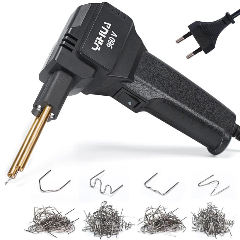YIHUA Kit de soudure plastique portable avec lumière LED 200 agrafes chaudes pour la réparation de fissures plastiques, réparati
