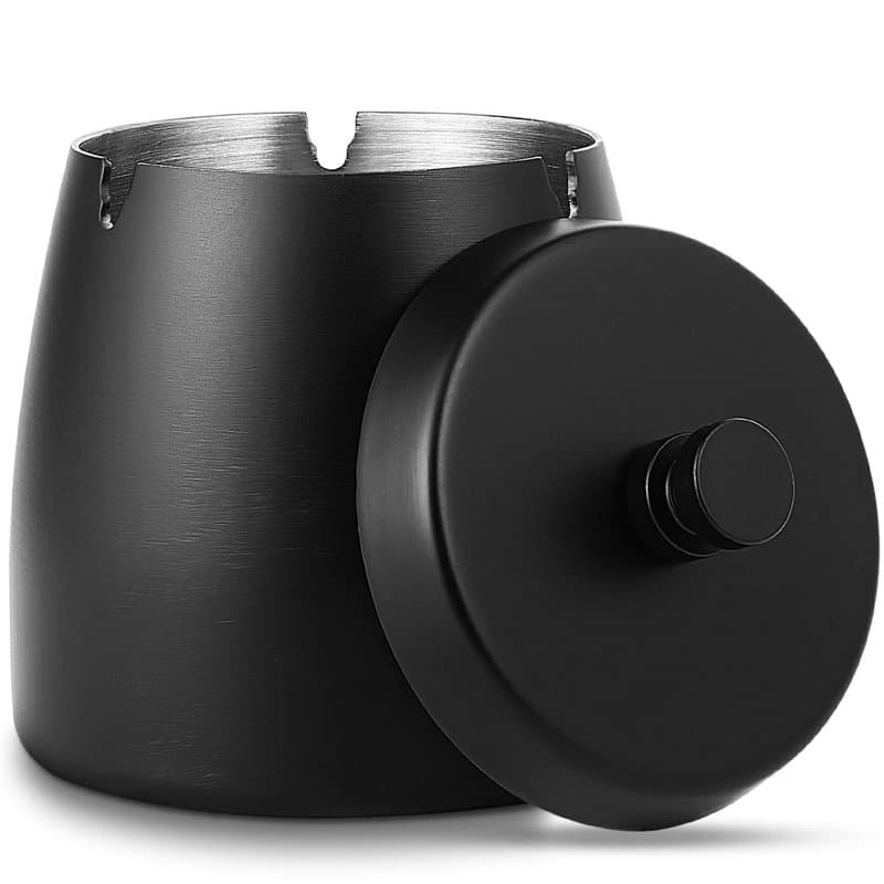 Cendrier Exterieur, Cendrier avec Couvercle Acier Inoxydable, Coupe-vent Anti Odeur Metal Ashtray Cendrier Fermé pour Jardin Bal