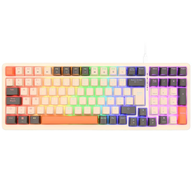 Rii Clavier Mécanique de Jeu Mécanique sans Fil avec pavé Numérique,3 Modes(2.4 GHz/Bluetooth/Filaire),Rétroéclairage LED,Interr
