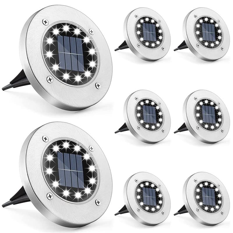 Anmossi Lampe Solaire Extérieur,Lumiere Solaire Exterieur Jardin de 12 LED,Blanc Froid,Etanche IP65 Lampe Solaire Spot Encastrab