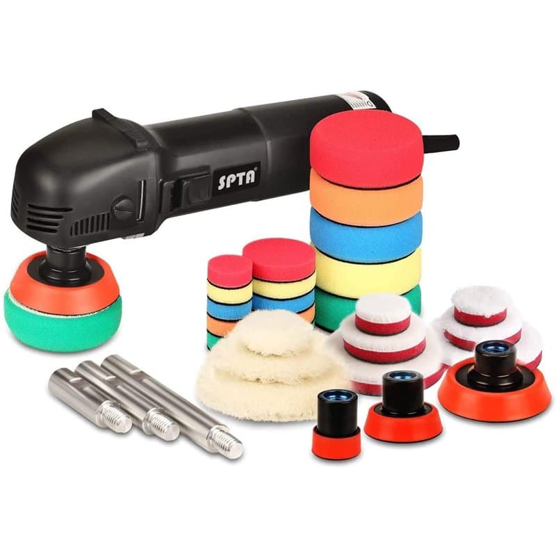 SPTA Mini Polisseuse, 780W Machine à polir, Polissage, Vitesse Variable , Tampon du Soft-Start et Orbite, 25mm/50mm/80mm Polissa