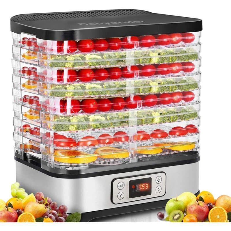 MEYKEY Déshydrateur Aliment 8 Plateaux, Déshydrateur de Légume de Fruit avec Minuterie et Réglages de Température, écran à LED,