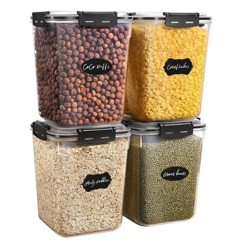YASHE 5.3L Boîte Conservation Alimentaire Lot de 4, Boîte Rangement Cuisine en Plastique avec Couvercle, Sans BPA Boîte Hermetiq
