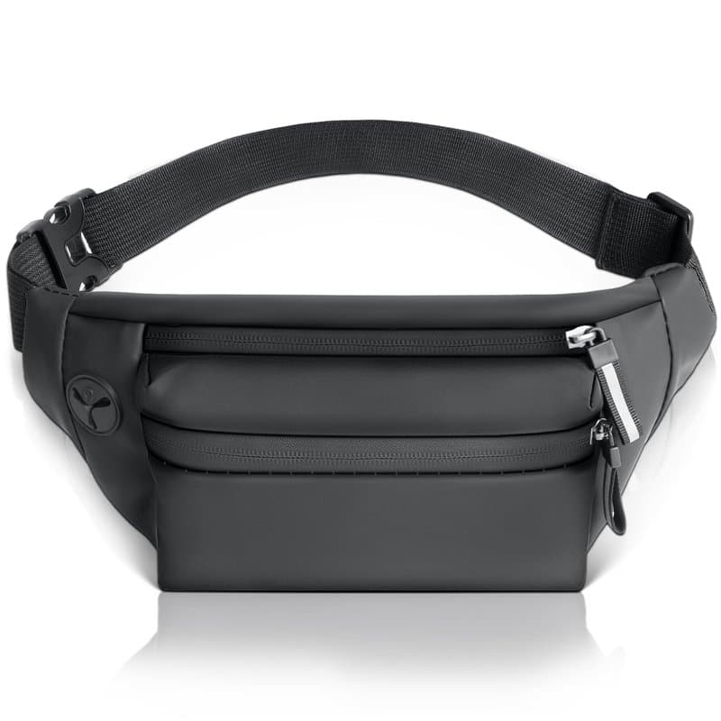 AiQInu Sac Banane Homme et Femme, Sac Etanche Nylon Réglable Ceinture Multifonctionnelle, 3 Compartiments avec Fermeture Éclair,