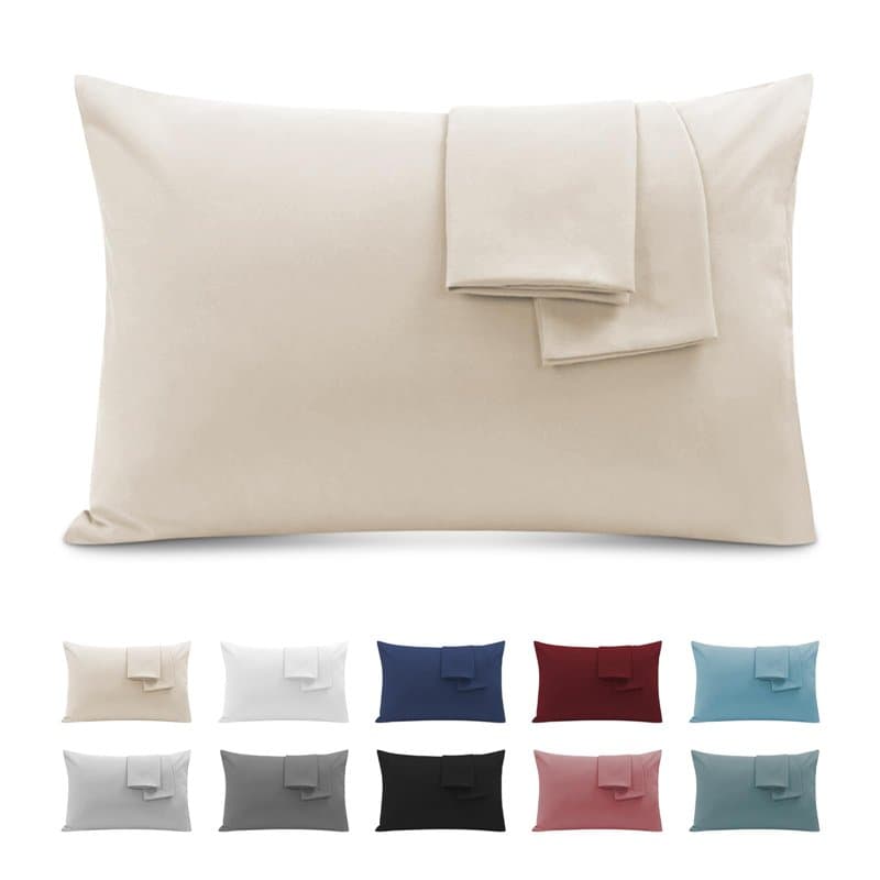 Taie Oreiller 50x90 Lot de 2 en Premium Microfibre - avec Fermeture Éclair Invisible- Housse Coussin Doux, Confortable, Respiran