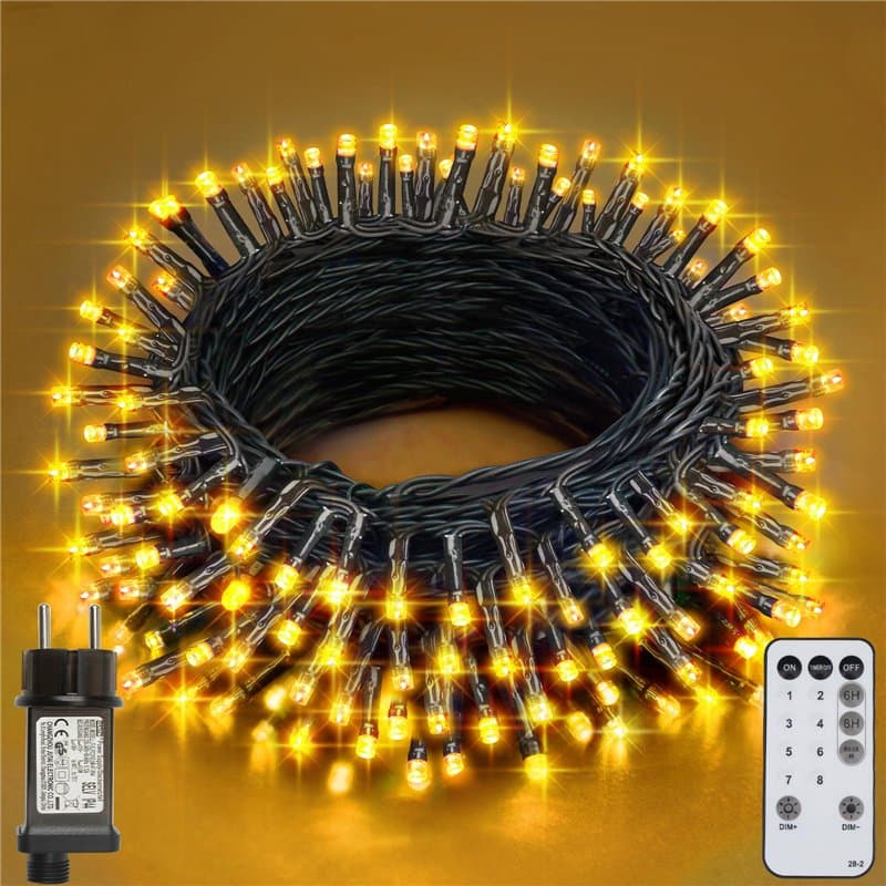 Realky Guirlande Lumineuse de Noël, 26.2M 220 LED Lumières de Noël Intérieur et Extérieure, 8 Modes et Fonction Mémoire Guirland