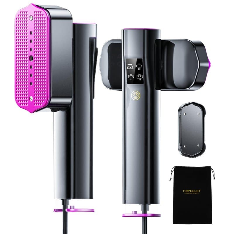 TOPPLEE Défroisseur Vapeur, 2 en 1 Fer à Repasser Vertical, 1300W Défroisseur Vapeur de Voyage, 10 Minutes de Vapeur Continue, D