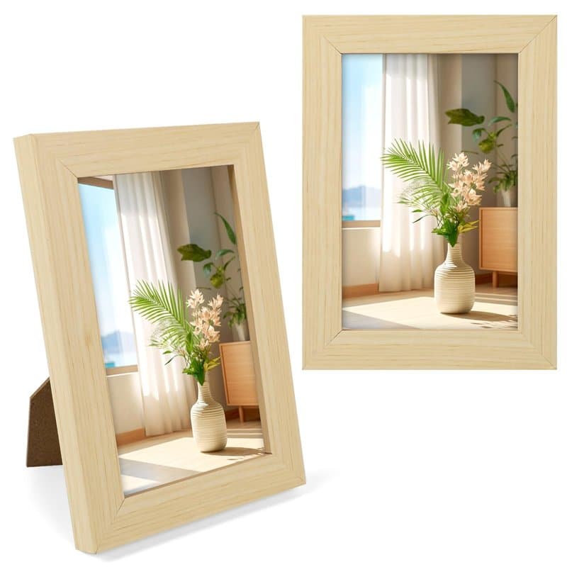 DERAYEE Cadre Photo Bois Naturel avec Support 10 * 15CM 1PCS,Cadre Photo Bois en MDF avec Fermeture à Visser, Panneau Arrière,Ve