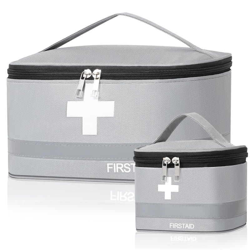 Cozary 2 Pièces Trousse de Secours Vide, Grandes & Petites Trousse Pharmacie Voyage, Étanche Sac de Médecine Portable, Boite Med
