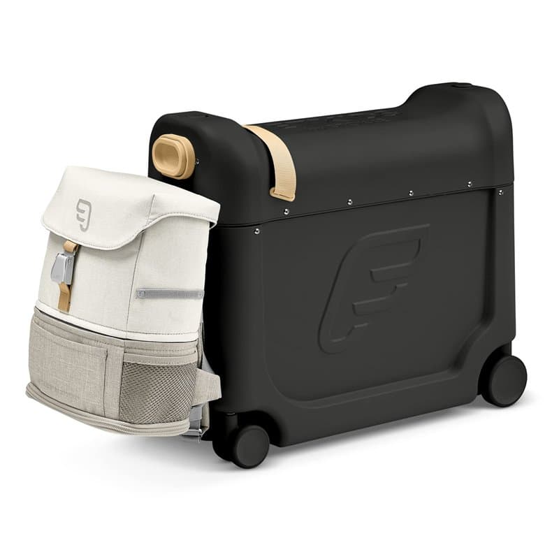 Stokke Coffret de Voyage JetKids, Noir - Comprend Un lit-Valise à roulettes pour Enfant + Sac à Dos Crew Backpack, Extensible -