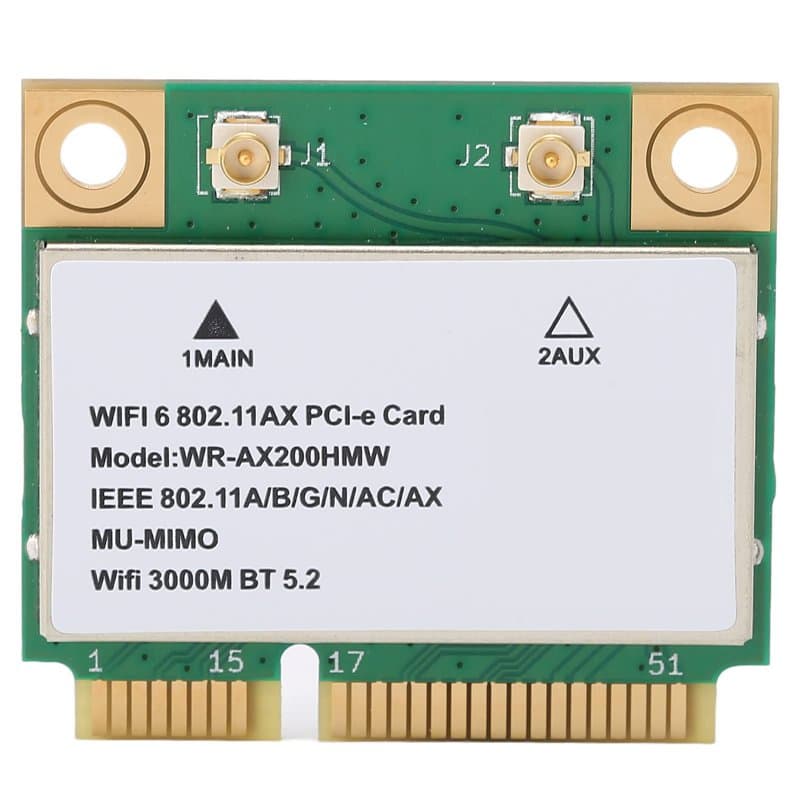 Carte WiFi sans Fil, Carte Réseau sans Fil Double Bande AX200HMW 2.4G/5G, 2974M WiFi6 Bluetooth 5.2 Mini Carte sans Fil PCI-E, 8