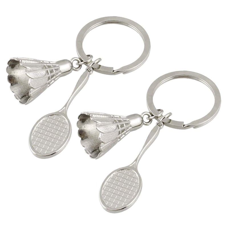 EQLEF Badminton Keyring, Creative Metal 3D Badminton Keychain Sport Keyring Ball Keyring 2 Pcs