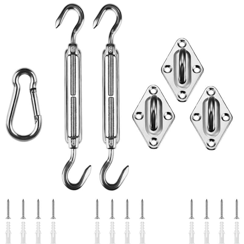 M6 Kit de Fixation pour Voile D'ombrage, Acier Inoxydable Soleil Voile D'ombrage Kit de Fixation pour Triangle et Carré, Rectang