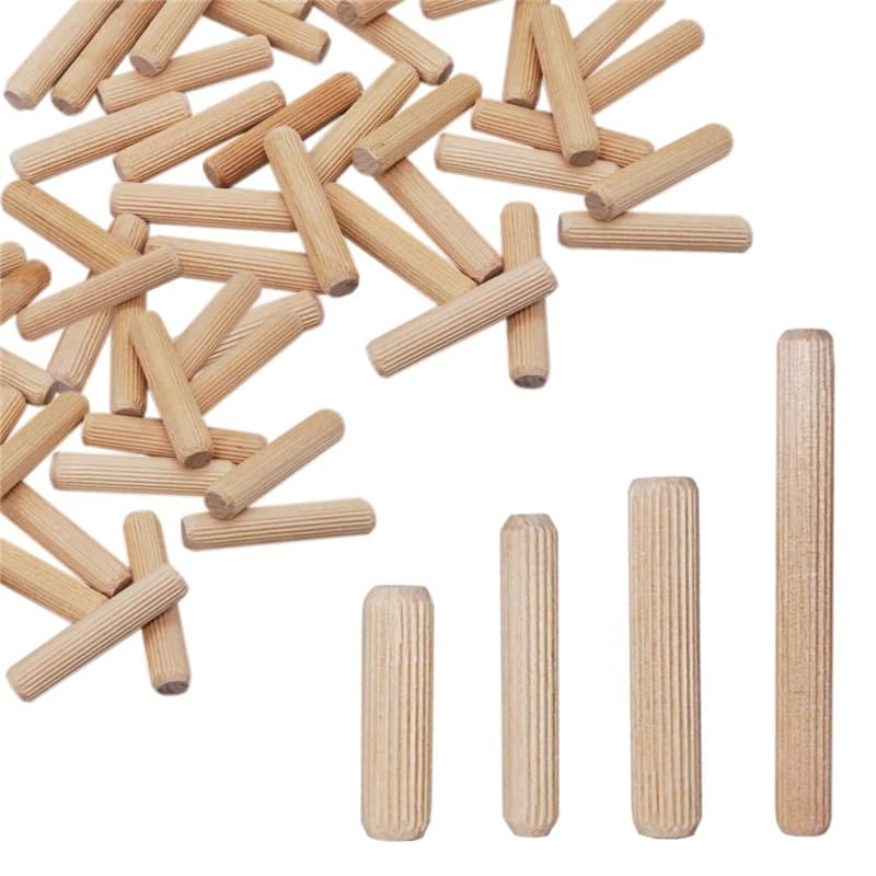 Lot de 400 chevilles en bois 8 x 20 mm, chevilles en bois de bouleau massif rainuré, chevilles chanfreinées pour meubles (400, 8