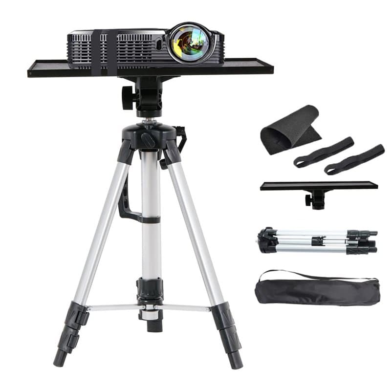 UNHO Trépied Vidéorojecteur en Aluminium, Support Projecteur Hauteur Réglable 53-138cm Table pour Videoprojecteur avec Plateau e