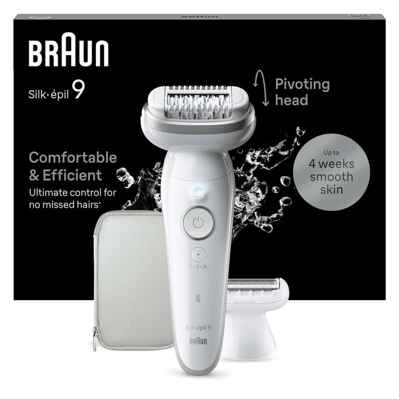 Braun Silk-épil 9, Épilateur Avec Tête Pivotante Pour Épilation Facile, Étanche, Peau Douce Longue Durée, Avec Tête De Rasoir Po