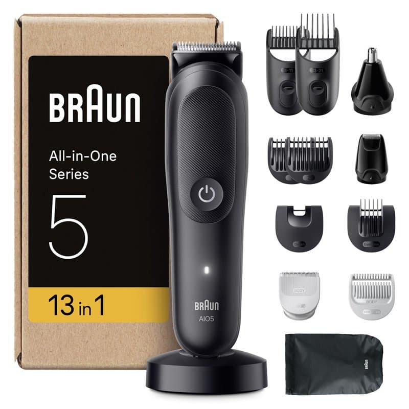 Braun Tondeuse Tout-En-Un Series 5, 13-En-1, Lame Ultra Affûtée, 120 Min D’autonomie, Protection SkinGuard Pour Le Corps, Coupe