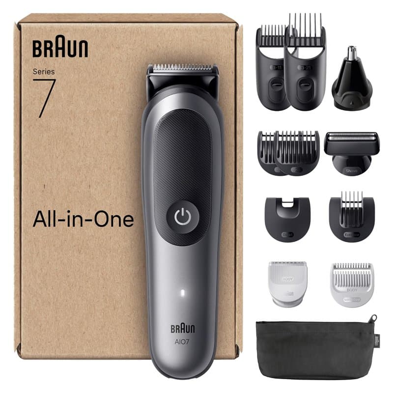 Braun Tondeuse Tout-En-Un Series 7, Kit 12-En-1, Lame ProBlade, Technologie AutoSense, 120 Min D'autonomie, Protection SkinGuard