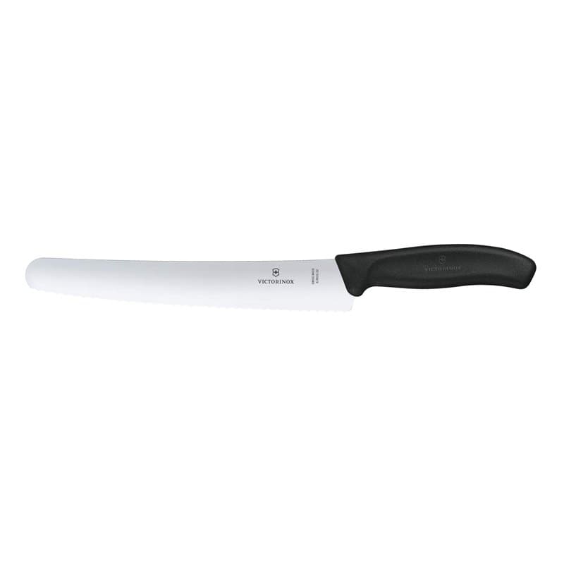Victorinox Swiss Classic, Couteau de pâtissier professionnel, Lame extra-tranchante, Taille dentée, 22 cm, Acier inoxydable, Noi