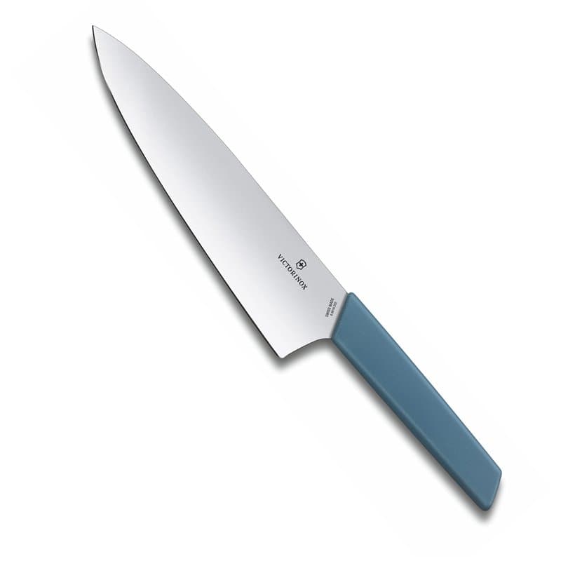 Victorinox Swiss Modern, Couteau à trancher professionnel, Lame extra-tranchante, tranchant droit, 20 cm, Acier inoxydable, bleu
