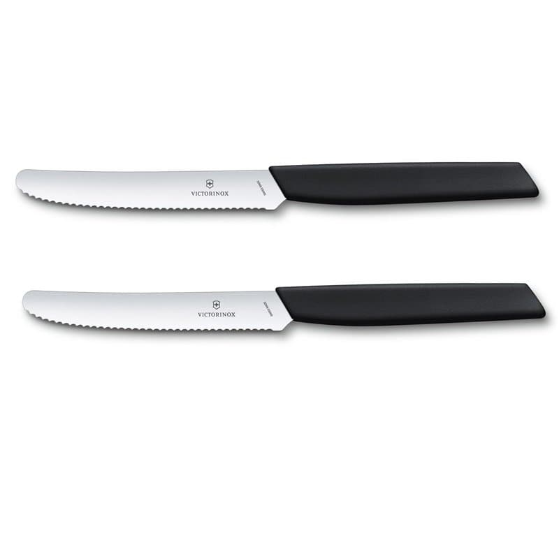 Victorinox Swiss Modern, Set de couteaux à légumes professionnels, 2 pièces, Couteau à pain, Lame extra tranchante, Taille ondul
