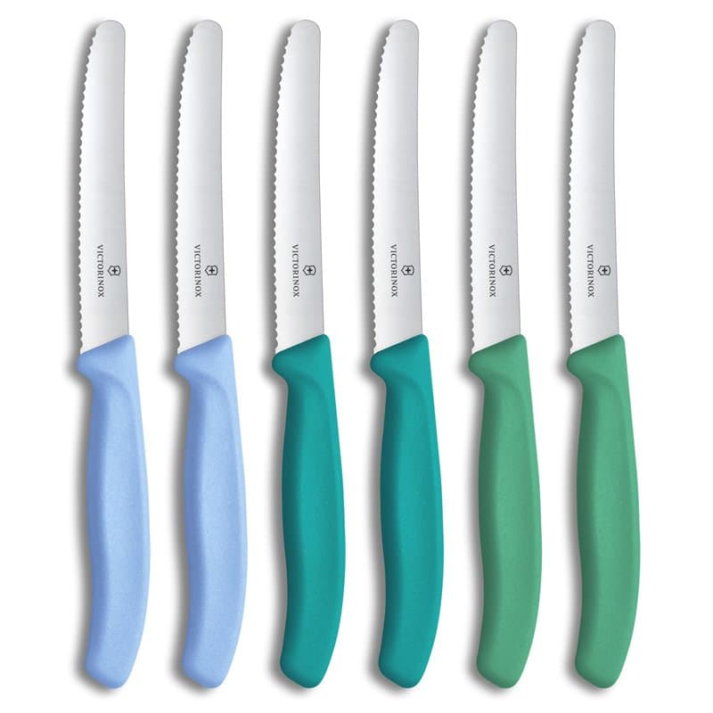 Victorinox Swiss Classic, couteau à petit-déjeuner, ensemble de couteaux à pain, 6 pièces, lame tranchante, bord dentelé, 11 cm,