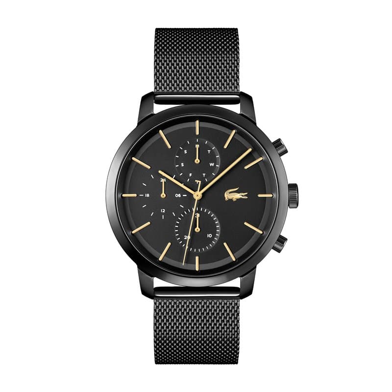 Lacoste Montre Analogique Multifunction à Quartz pour Homme Collection Replay avec Bracelet Milanais en Acier Inoxydable Noir -