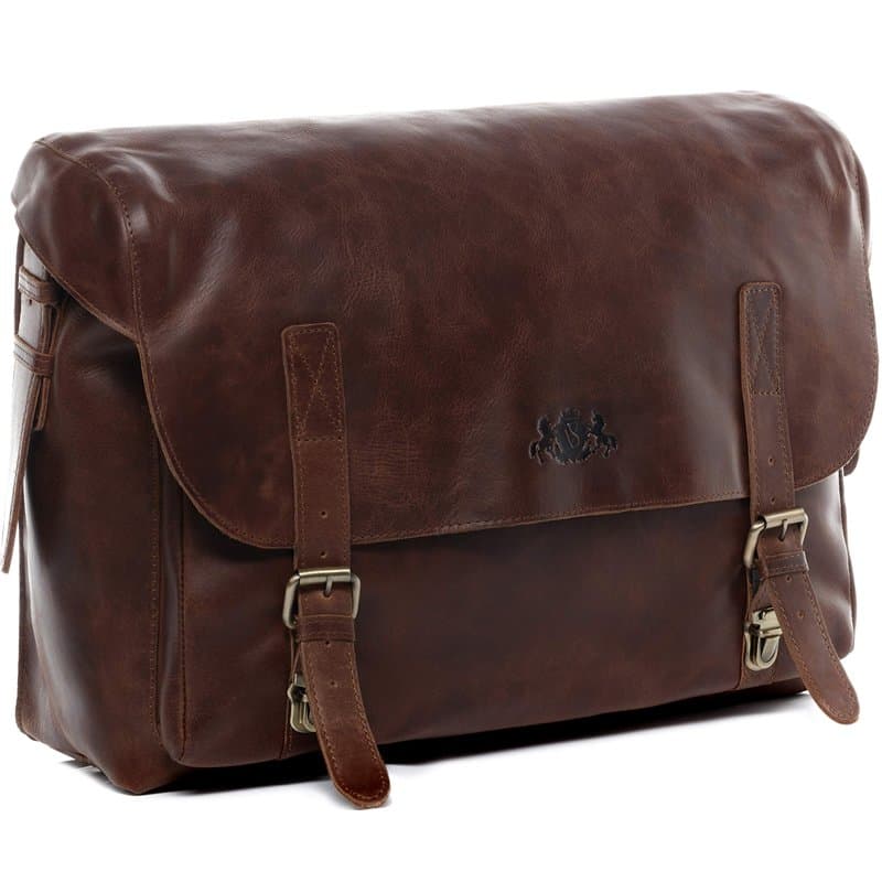 SID & VAIN Serviette Ordinateur Eton | Compartiment 15" Laptop Cuir véritable | Cartable Porte-Document attaché-Case XL Grand Ho