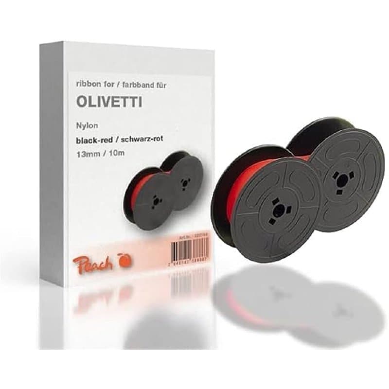 Peach Ruban encreur de rechange Olivetti, noir/rouge, nylon, 13 mm/10 m, taille 1