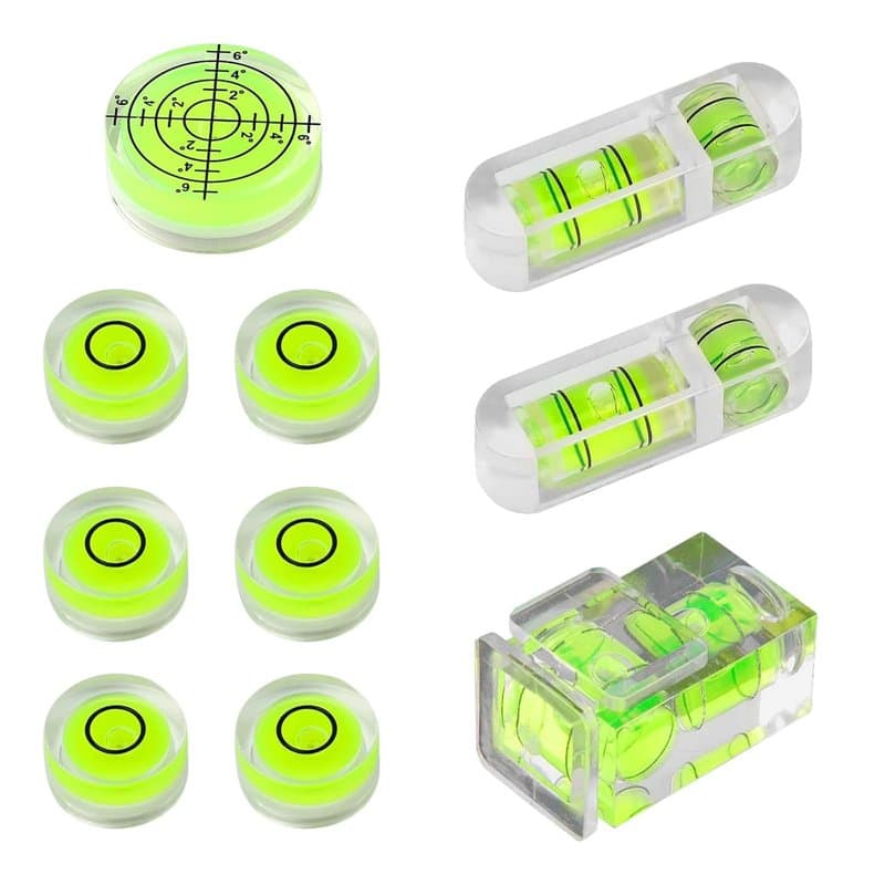 MsTeco 10 Pièces Mini Niveau a Bulle,Petit Niveau a Camping Car Mesure à Bulle Ronde Carrés pour Caravanes, Caméra,Trépied, Phon