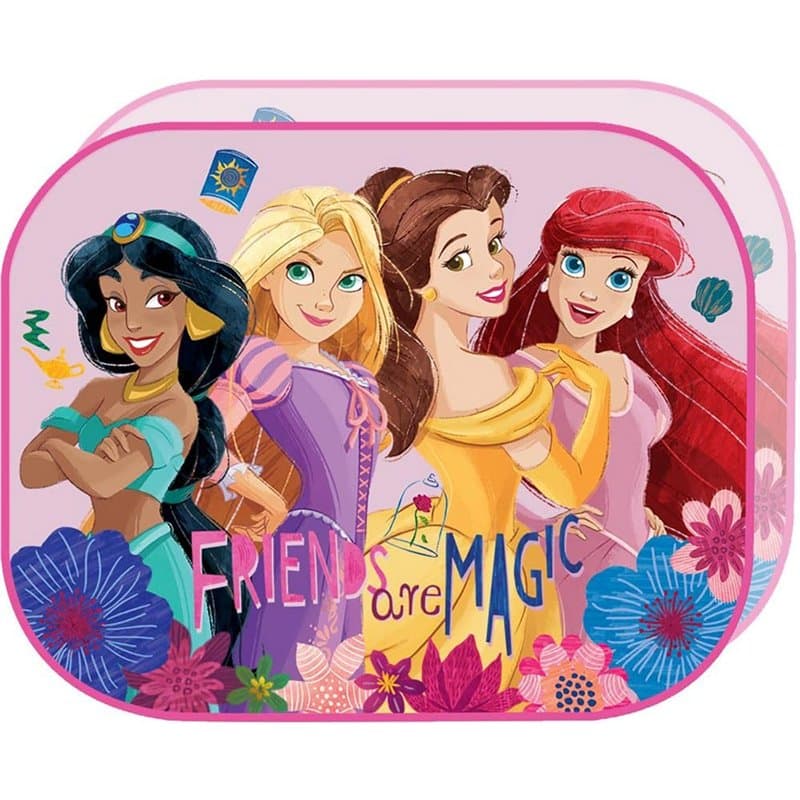 TataWay - Paire de Rideaux Pare-Soleil Auto, Protection UV, Graphismes Princesses Disney Jasmine, Rapunzel, Belle, Ariel, 44x35