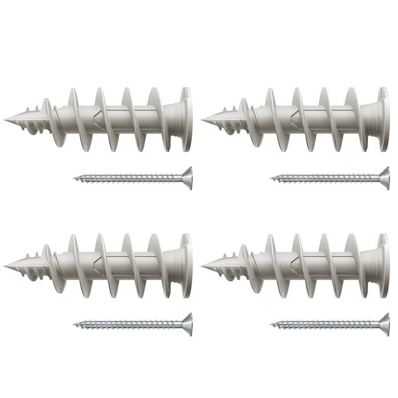 Fischer FID II 50 mm, 4 chevilles avec vis pour manteau, isolantes, pour fixation de charges légères, 573823